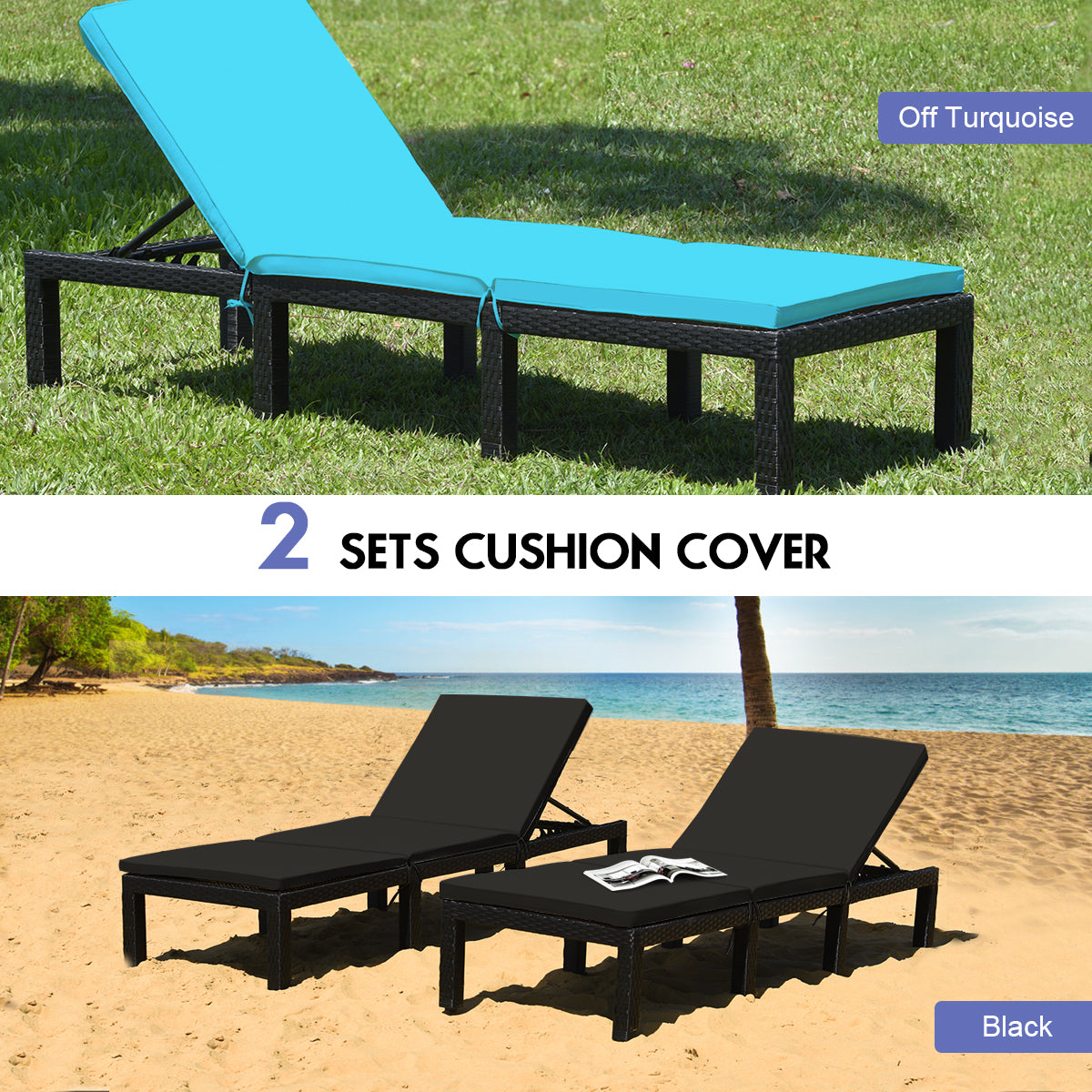 Patio Rattan Cushioned Height Adjustable Lounge Chair