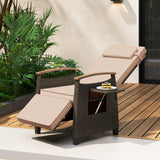 Patio Wicker Recliner Chair with Adjustable Backrest and Footrest