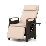 Patio Wicker Recliner Chair with Adjustable Backrest and Footrest