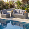 Patio Wicker Sectional Furniture Set with 1 Armless and 2 Corner Sofas for Garden