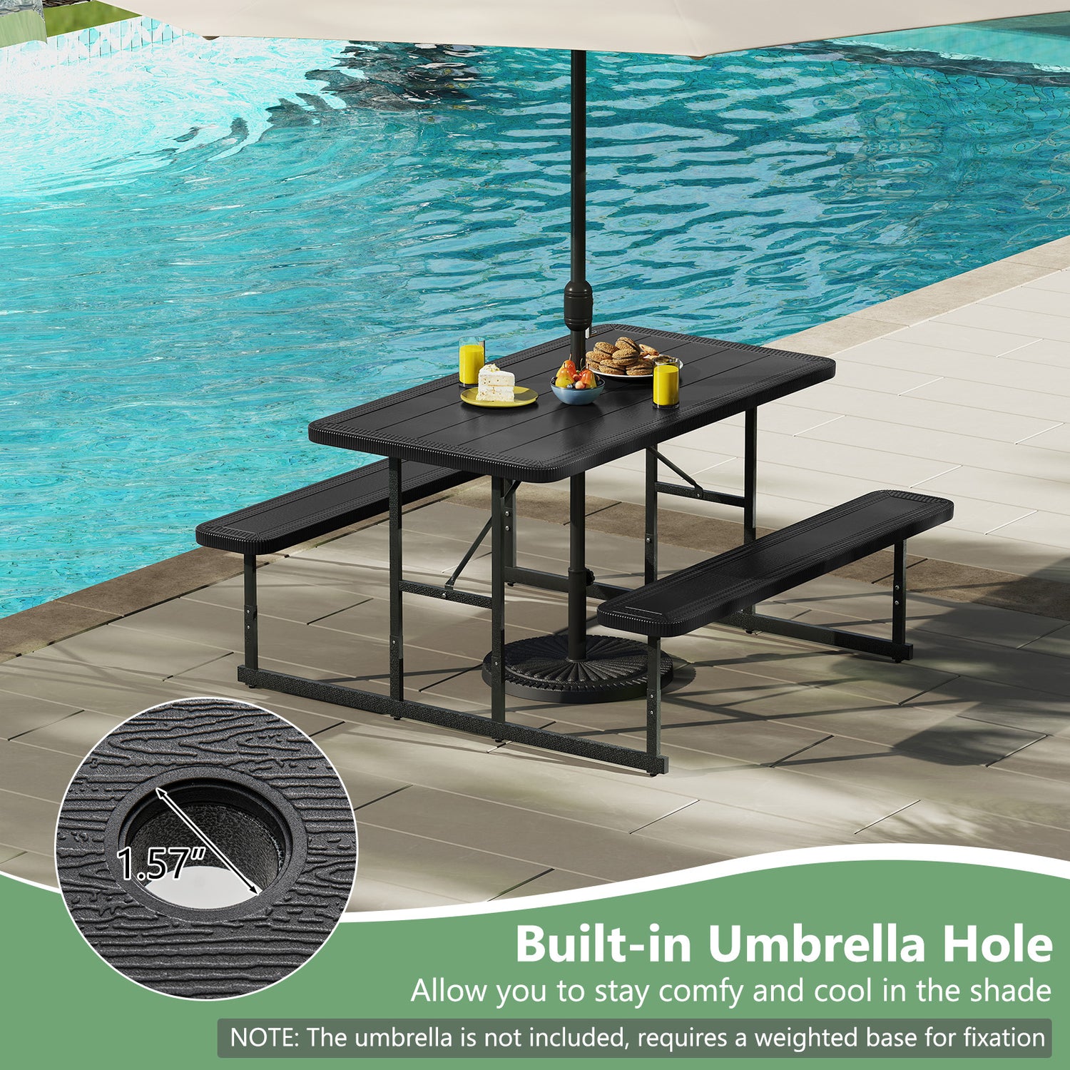 Picnic Table Bench Set for 2-4 People Outdoor Rectangular Camping Dining Table