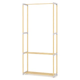 Pine Wood Clothes Rack with 2-Tier Open Storage Shelf for Hanging Clothes-Gray