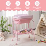 Portable Baby Changing Table with Storage Basket and Shelves