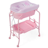 Portable Baby Changing Table with Storage Basket and Shelves