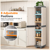 Plastic Kitchen Pantry with 4 Adjustable Shelves and Single Door for Living Room and Kitchen