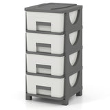 Plastic Storage Organizer with Compact Drawer Cabinet Side Table for Bedroom-Gray