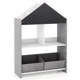 Playhouse Kids Bookshelf with Chalkboard and Whiteboard for 3-6 Years