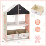 Playhouse Kids Bookshelf with Chalkboard and Whiteboard for 3-6 Years
