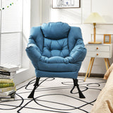 Modern Polyester Fabric Lazy Chair with Steel Frame and Side Pocket