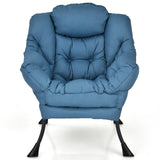 Modern Polyester Fabric Lazy Chair with Steel Frame and Side Pocket