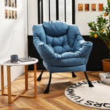 Modern Polyester Fabric Lazy Chair with Steel Frame and Side Pocket