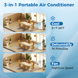 8000 BTU Portable Air Conditioner 3 in 1 Floor AC Unit with Fan and Dehumidifier