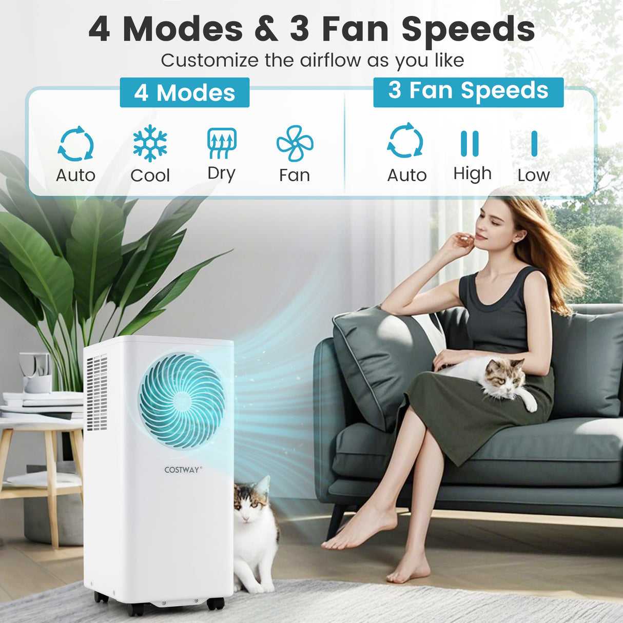 8200/10000 BTU Portable Air Conditioner 3-in-1 Stand up AC Unit with Dehumidifier
