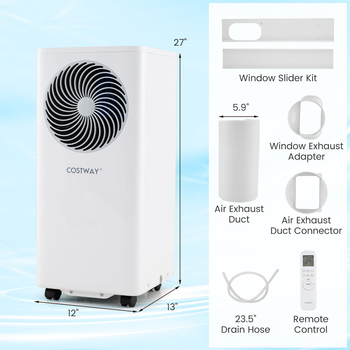 8200/10000 BTU Portable Air Conditioner 3-in-1 Stand up AC Unit with Dehumidifier