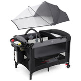 Foldable Baby Bassinet with 4 Adjustable Heights Changing Table and Mattress