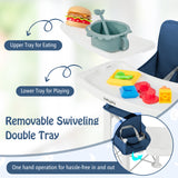 Portable Baby Booster Seat with Straps and Double Tray