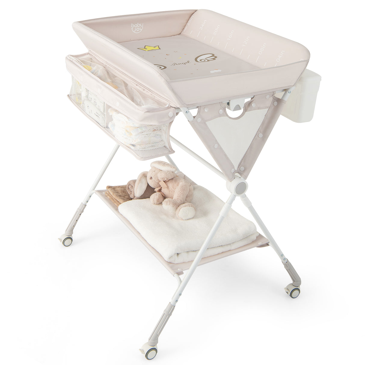 Portable Baby Changing Table with 3-Level Adjustable Height