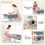 Portable Baby Changing Table with Wheels and Large Storage Rack