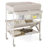 Portable Baby Changing Table with Wheels and Large Storage Rack