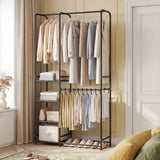 Portable Closet with Pants Hangers and 2 Hanging Rods and 4 Storage Shelves