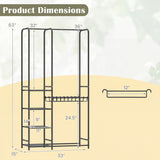 Portable Closet with Pants Hangers and 2 Hanging Rods and 4 Storage Shelves