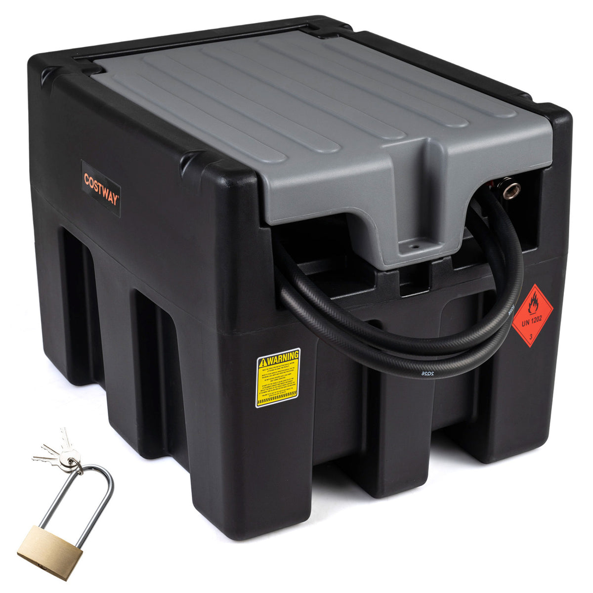 Portable Diesel Tank 53 Gallon with 13.2 GPM Flow Rate for Transportation-Black