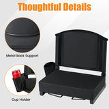 Portable Folding Bleacher Chair with Thick Padded Cushion  Removable Shoulder Strap-Black
