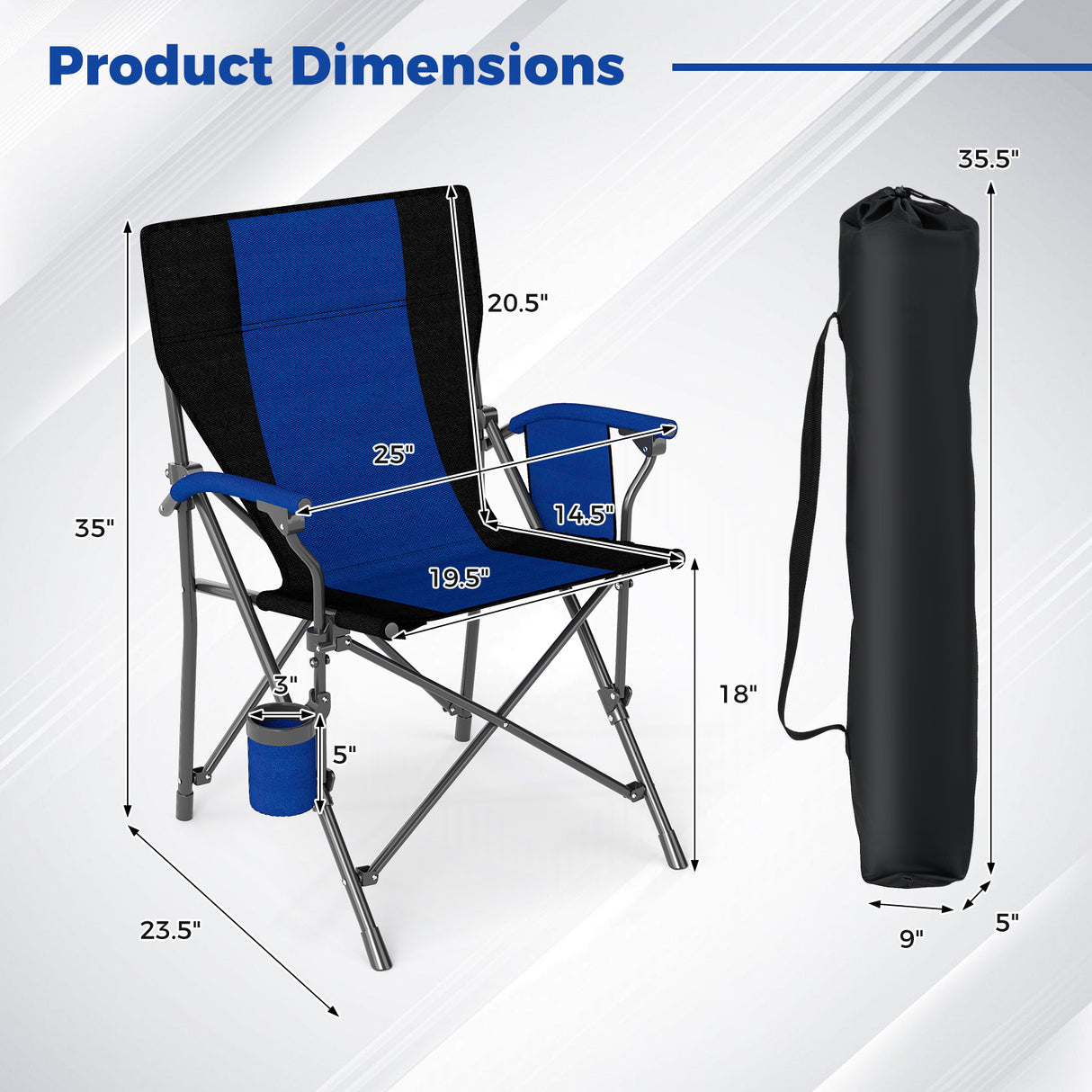 Portable Folding Oxford Cloth Camping Chair with Cup Holder and Side Pocket