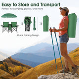 Portable Folding Picnic Double Chair with Umbrella