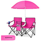 Portable Folding Picnic Double Chair with Umbrella
