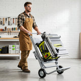 Portable Table Saw Stand Rolling Foldable Heavy Duty Metal Base with 8-Inch Rubber Wheels-Silver