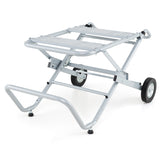 Portable Table Saw Stand Rolling Foldable Heavy Duty Metal Base with 8-Inch Rubber Wheels-Silver