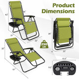 Portable Zero Gravity Chairs with Cup Holder Trays and Backrest