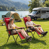 Portable Zero Gravity Chairs with Cup Holder Trays and Backrest Set of 2