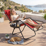 Portable Zero Gravity Chairs with Cup Holder Trays and Backrest Set of 2