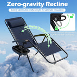 Portable Zero Gravity Chairs with Cup Holder Trays and Backrest Set of 2