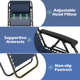 Portable Zero Gravity Chairs with Cup Holder Trays and Backrest Set of 2