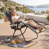Portable Zero Gravity Chairs with Cup Holder Trays and Backrest Set of 2
