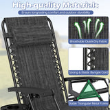 Portable Zero Gravity Chairs with Cup Holder Trays and Backrest Set of 2
