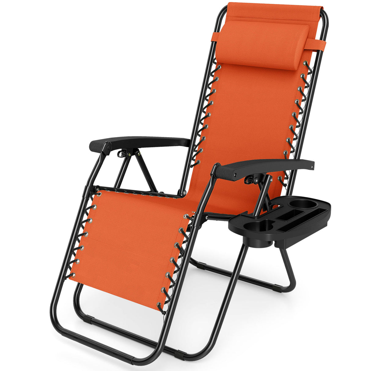 Portable Zero Gravity Chairs with Cup Holder Trays and Backrest Set of 2