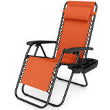 Portable Zero Gravity Chairs with Cup Holder Trays and Backrest Set of 2