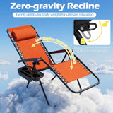Portable Zero Gravity Chairs with Cup Holder Trays and Backrest Set of 2