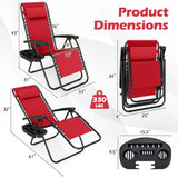 Portable Zero Gravity Chairs with Cup Holder Trays and Backrest