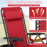 Portable Zero Gravity Chairs with Cup Holder Trays and Backrest