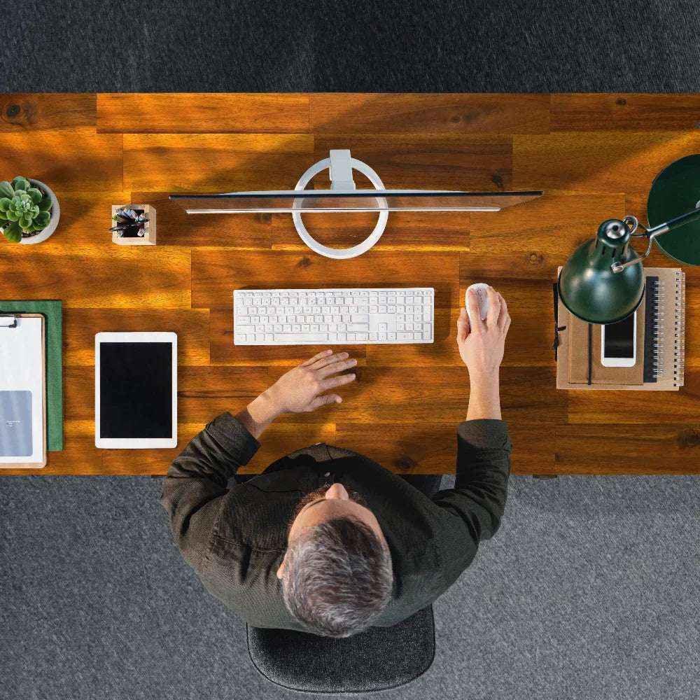 Acacia Lagom 48" Solid Wood Work Desk with Drawers for Functional Home Office