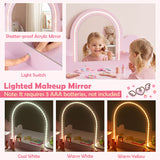 Pretend Makeup Dressing Table Set with 2 Small Shelves and Compartments-Pink
