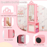 Princess Vanity Table and Stool Set Freestanding Jewelry Cabinet Armoire with Full-Length Mirror