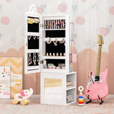 Princess Vanity Table and Stool Set Freestanding Jewelry Cabinet Armoire with Full-Length Mirror