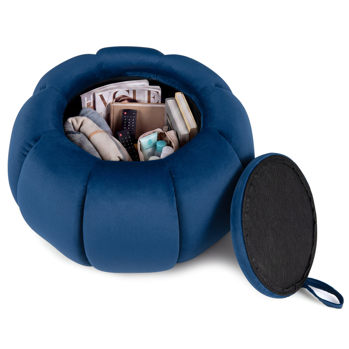 Pumpkin Ottoman with Hidden Storage and Removable Lid