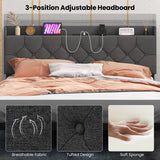 Full/Queen Size Floating Bed Frame with LED and Headboard and Charging Station